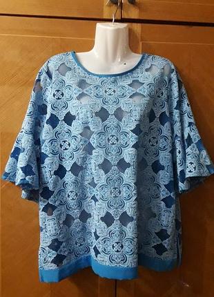 Нова ошатна напівпрозора блузка з цікавими рукавами р. 20 від next