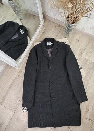 Брендове стильне сіре вовняне пальто topman🩶