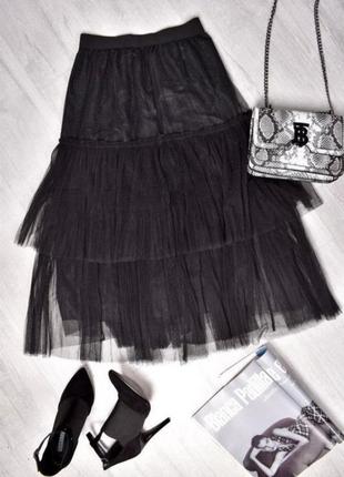 Черная юбка фатин люрекс.1 фото