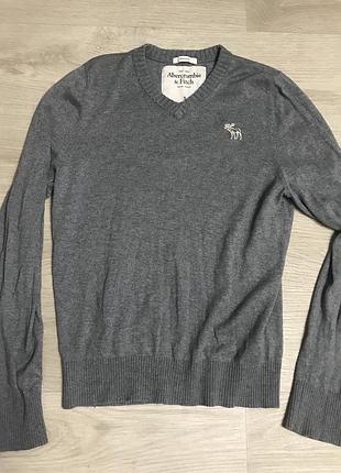 Кофта джемпер светр сірий бавовна з кашеміром бренд abercrombie & fitch 2
