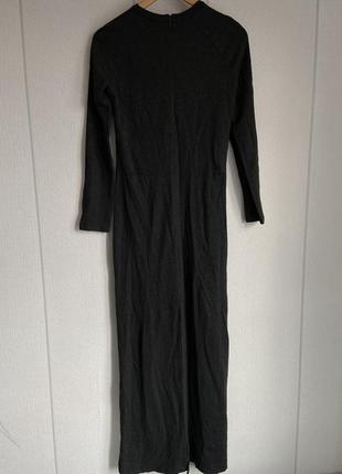 Длинное серое платье с рукавами плотное2 фото