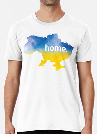Мужская и женская патриотическая футболка с принтом ukraine home украина4 фото