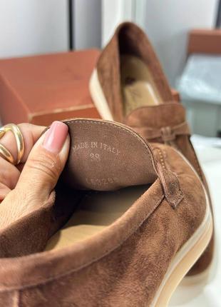 Лоферы туфли натуральные замша женские коричневые премиум люкс брендовые в стиле loro piana8 фото