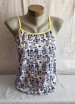 Летняя майка топ коттон принт буквы под шорты / l