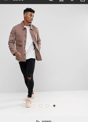 Джинсовка asos design worker jacket in washed pink8 фото