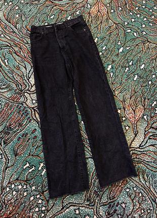 Чорні базові джинси mango wide leg , з високою посадкою