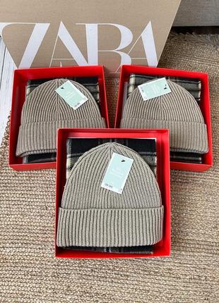 Комплект мужской из вязаной шапки и тканевого шарфа h&m