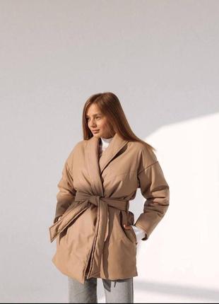 Женская зимняя куртка тёплая с эко кожи,жіноча зимова куртка тепла з екошкіри