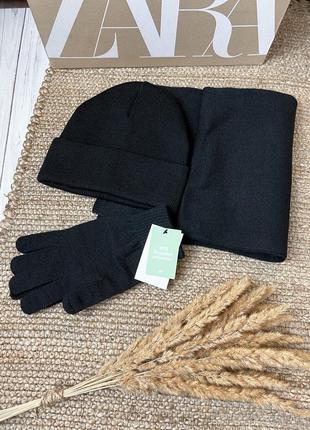 Комплект мягкой вязки, состоящий из перчаток, шапки и шарфа h&m4 фото