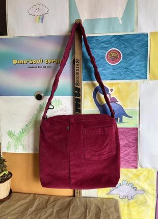 Оригинальная вельветовая мини сумочка, сумка на лямке ручной работы1 фото