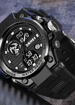 Чоловічий годинник skmei 2031 black gold чорний наручний