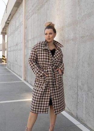 Гусиная лапка 42-64р женское пальто утепленное на подкладке и синтепоне4 фото