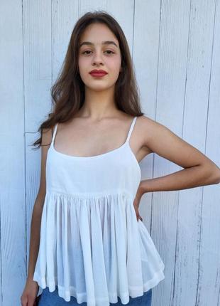 Топ жіночий подовжений oversize на бретельках only білий