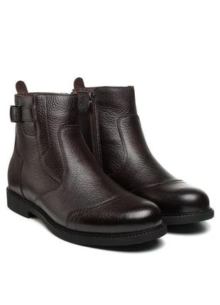 Ботинки мужские коричневые классические высокие кожаные 3342-а