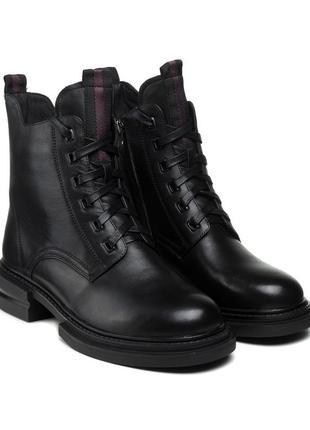 Ботинки geronea черные кожаные на шнуровке удобные зимние 1505ц4 фото