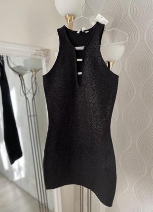 Черное мини платье на вечер с мерцанием в размере xs от бренда csa
