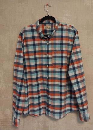 Чоловіча рубашка в клітинку сорочка великого розміру hollister xl