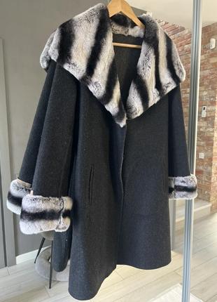 Пальто со вставками из меха альпаки
