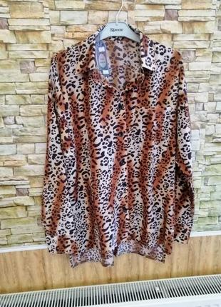 Домашняя одежда рубашка оверсайз принт лео леопард легкая струйная ткань6 фото