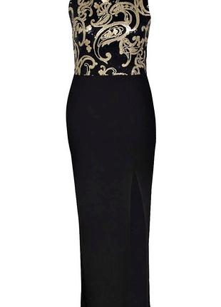 Великолепное праздничное платье длинное с разрезом брендовая батал