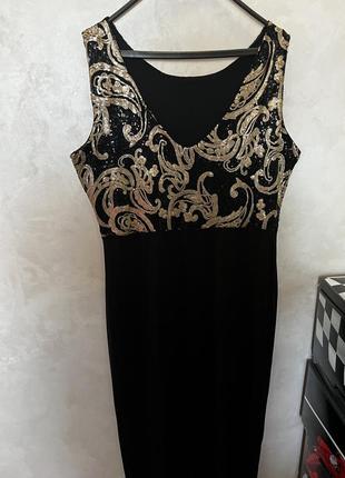 Великолепное праздничное платье длинное с разрезом брендовая батал