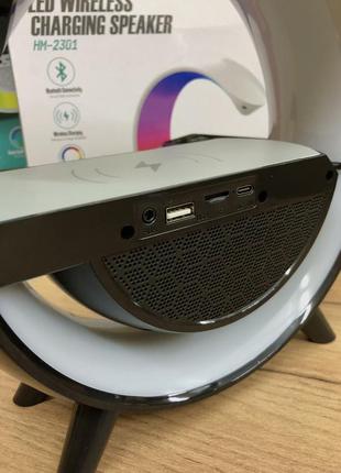 Розумний світильник/нічник з бездротовою зарядкою для телефону/bluetooth-колонка білий