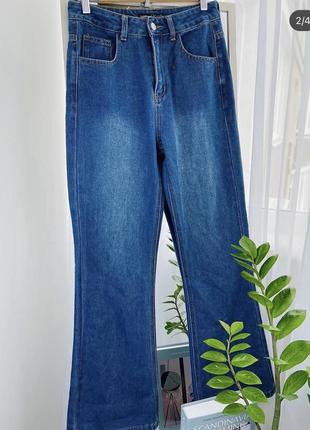 🌿uk 10 / m🌿европа🇪🇺 denim. фирменные клешные джинсы, высокая посадка, современная модель1 фото