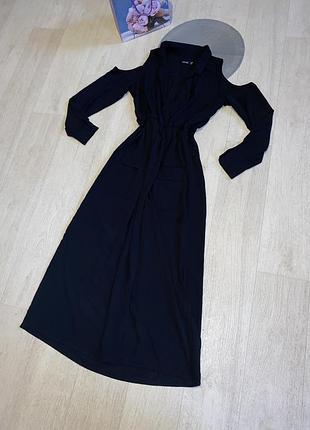 Платье рубашка платье рубашка с открытыми плечами и разрезами по бокам с карманами boohoo