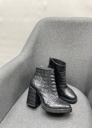 Ботильоны кожаные, лакированные, замшевые черные на каблуке 6см демисезоны,зимовые8 фото