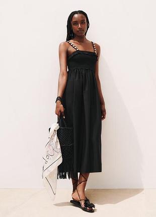 Сарафан платье миди с ракушками на бретелях zara