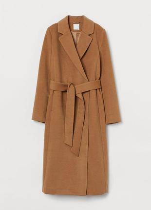 Пальто оригинал h&m tie belt coat 08725371 фото