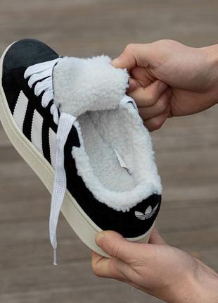 Зимние женские кроссовки adidas campus black white (мех) 36-37-38-39-40-413 фото