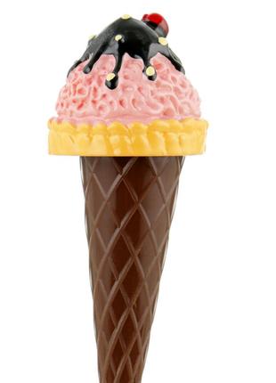 Бальзам для губ с кисточкой "мороженое", коричневый с розовым