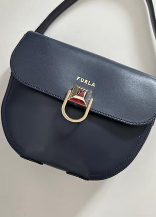 Синяя кожаная сумка circe s dark blue furla4 фото