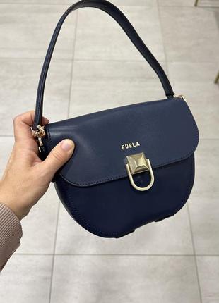 Синяя кожаная сумка circe s dark blue furla1 фото