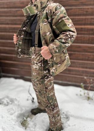 Зимовий костюм тактичний softshell з мембраною на -20, мультикам, розмір m, зимовий костюм для військових софтшел2 фото