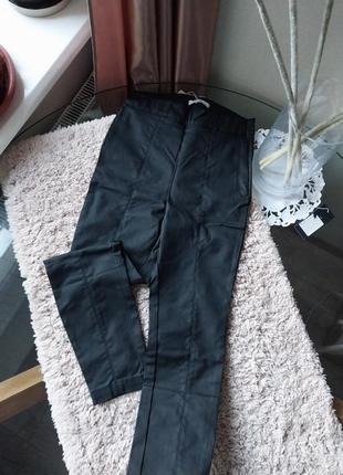 Матовые кожаные брюки лосины5 фото