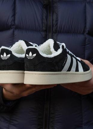 Зимние мужские кроссовки adidas campus black white (мех) 40-41-42-43-44-453 фото