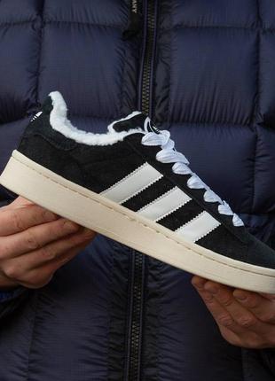 Зимние мужские кроссовки adidas campus black white (мех) 40-41-42-43-44-454 фото