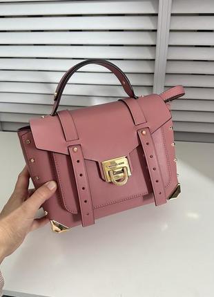Рожева шкіряна сумка manhattan medium pink michael kors