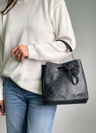 Женская сумка coach форма бочонок на плече люкс качества