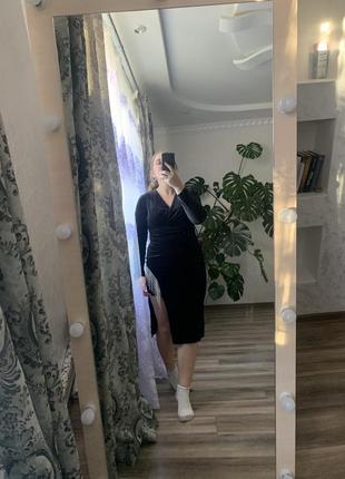 Велюрове чорне плаття2 фото