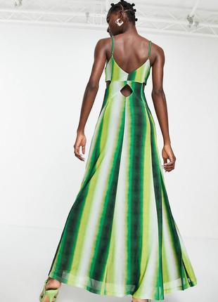 Разноцветное зеленое платье миди с вырезами topshop тай дай размер s4 фото