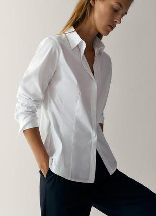 Брендовая белая хлопковая рубашка massimo dutti