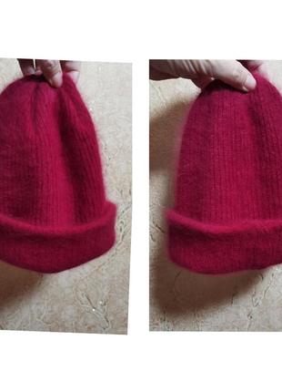 Шапка ангора италия ангоровая теплая двойная зимняя шапка бини женская зимняя теплая шапка бини кашемир5 фото