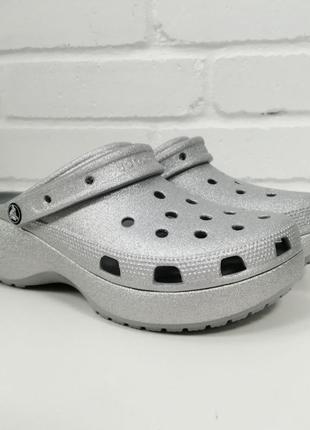 Сабо crocs classic platform glitter clog w, оригинал1 фото