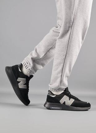 Шикарные мужские кроссовки "new balance runner fleece termo all black grey winter"9 фото