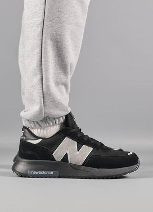 Шикарные мужские кроссовки "new balance runner fleece termo all black grey winter"8 фото