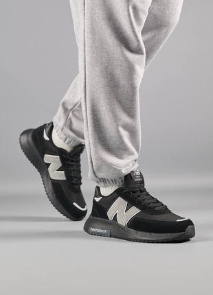 Шикарные мужские кроссовки "new balance runner fleece termo all black grey winter"7 фото