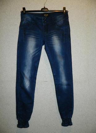 Бронь! р. 42-44/xs-s джинсы женские синие внизу на резинке oxxy